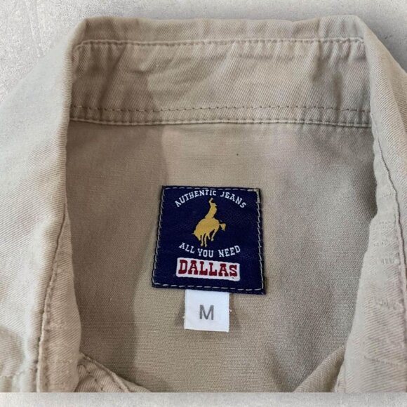 Vintage Dallas Jeans Western Chambray Shirt Men’s M Tan Metal Snaps Cowboy Rodeo - Picture 2 of 5